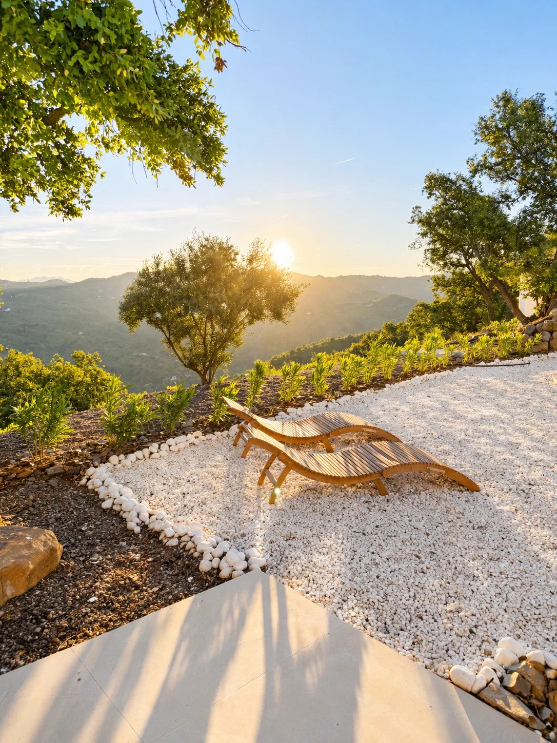 Golden hour view over the Andalusian valley from Casa Lux