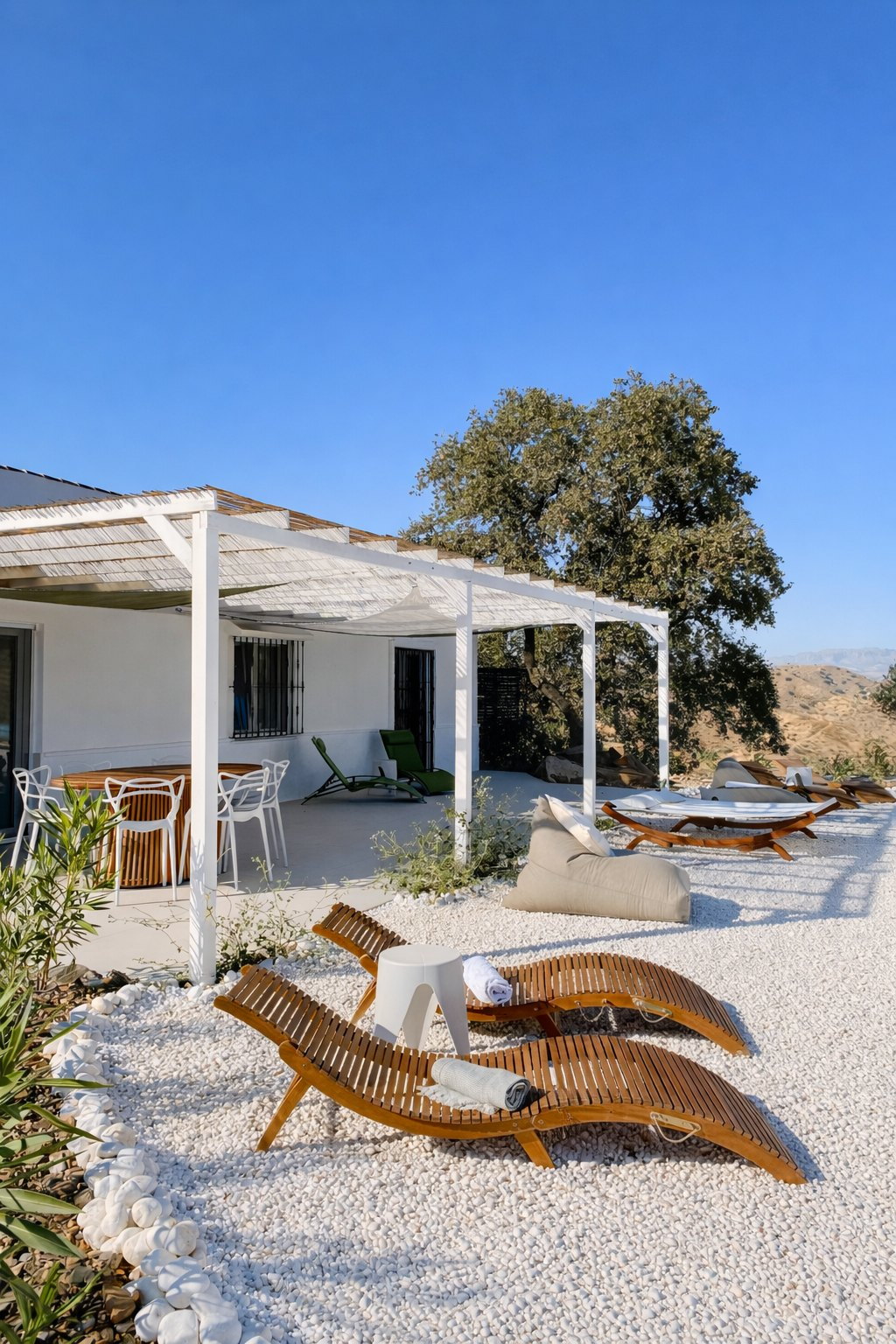 Casa Lux terrace and loungers with mountain views