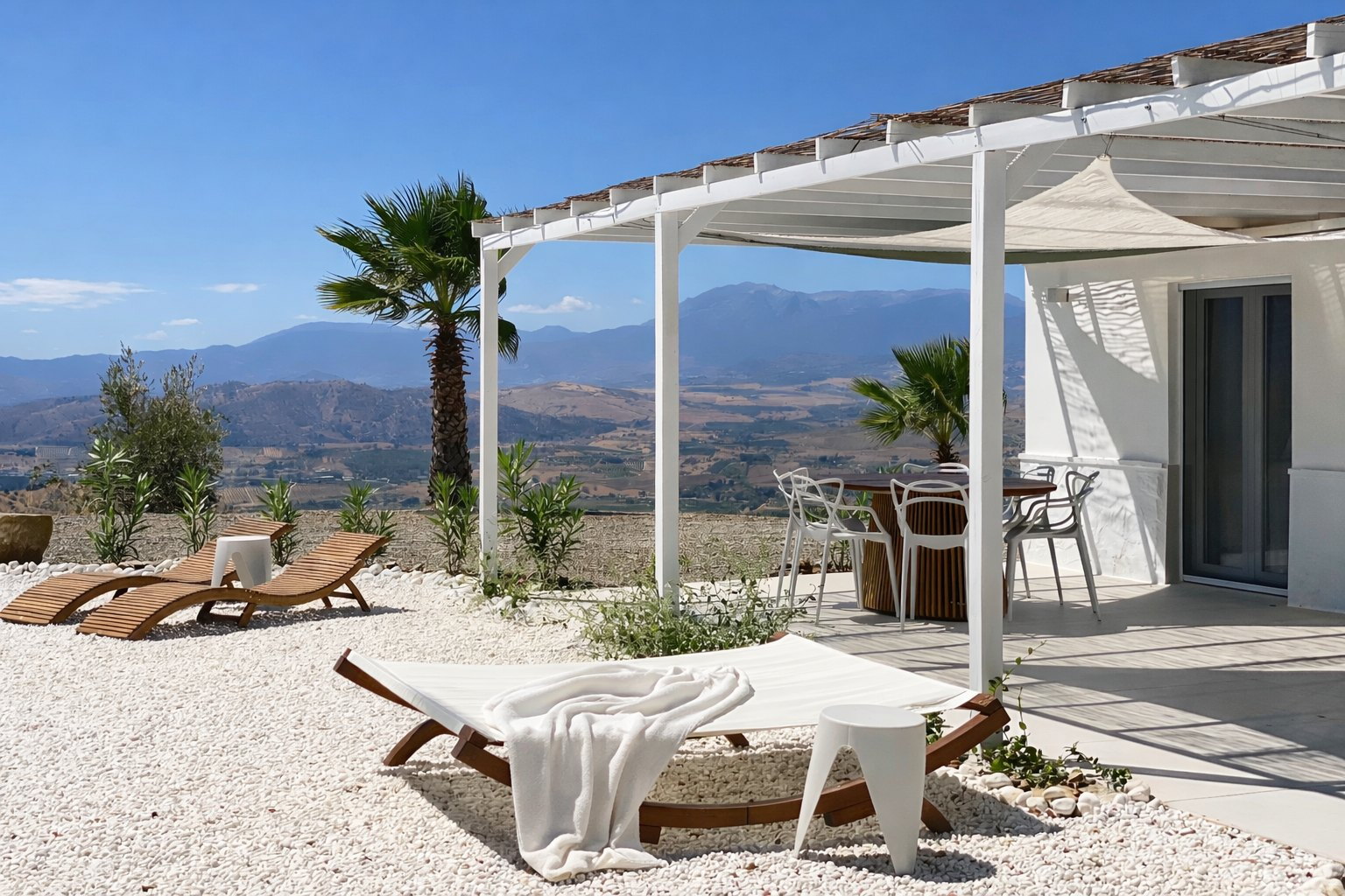 Private back terrace at Casa Lux with outdoor seating