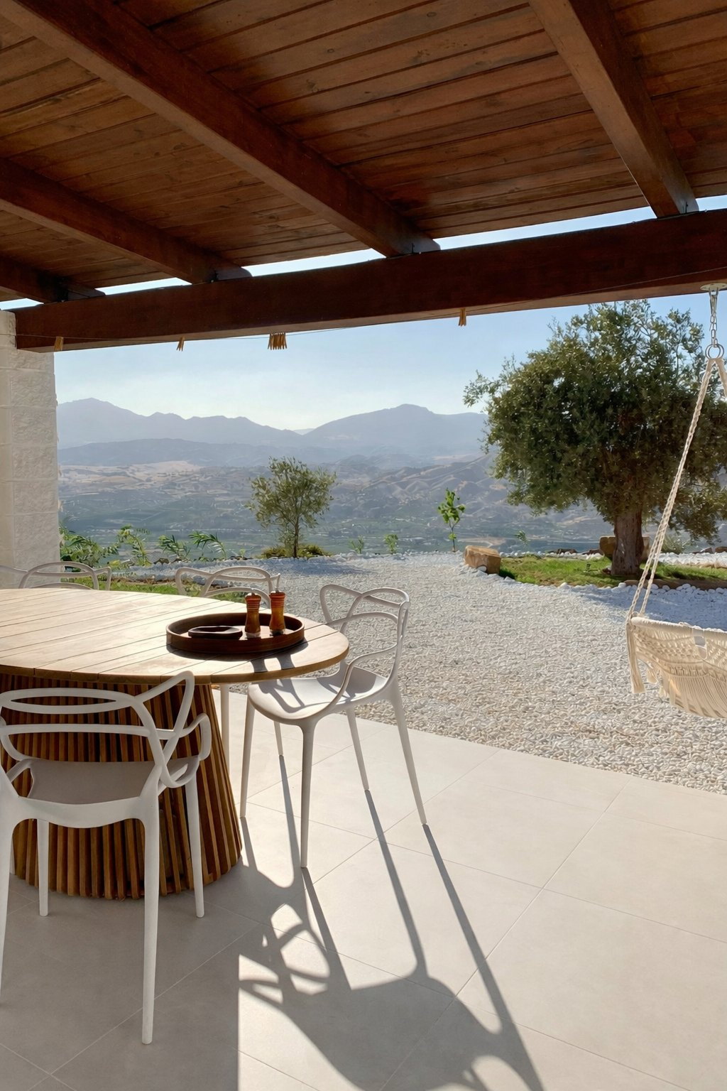 Evening terrace dining at Casa Lux overlooking the Andalusian hills